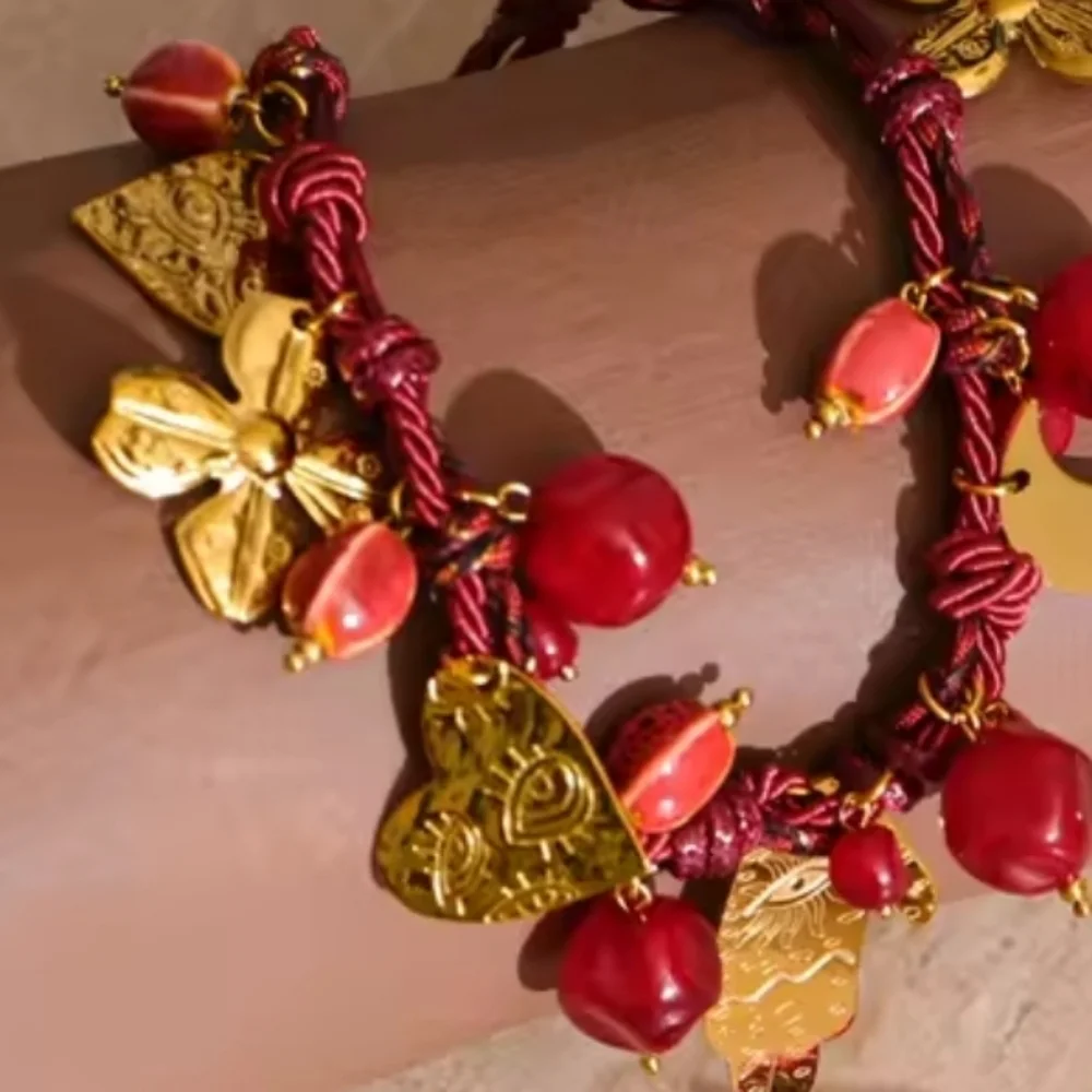 Free Pwople Desert Bloom Cord Necklace | Hamsa Evil Eye Moon | NWOT